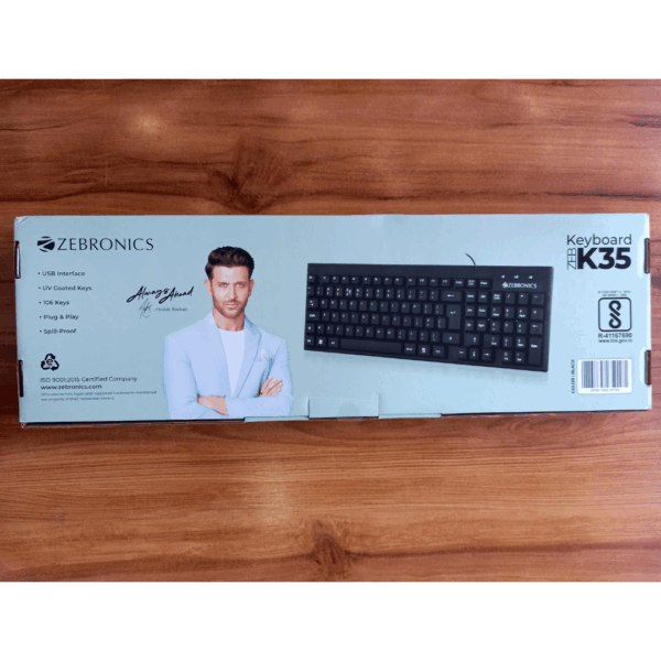 ZEBRONICS Zeb- K35 USB Wired Keyboard with Rupee Key,Spill-Proof and Slim Design (Black) - Image 2