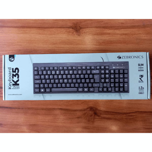 ZEBRONICS Zeb- K35 USB Wired Keyboard with Rupee Key,Spill-Proof and Slim Design (Black) - Image 3