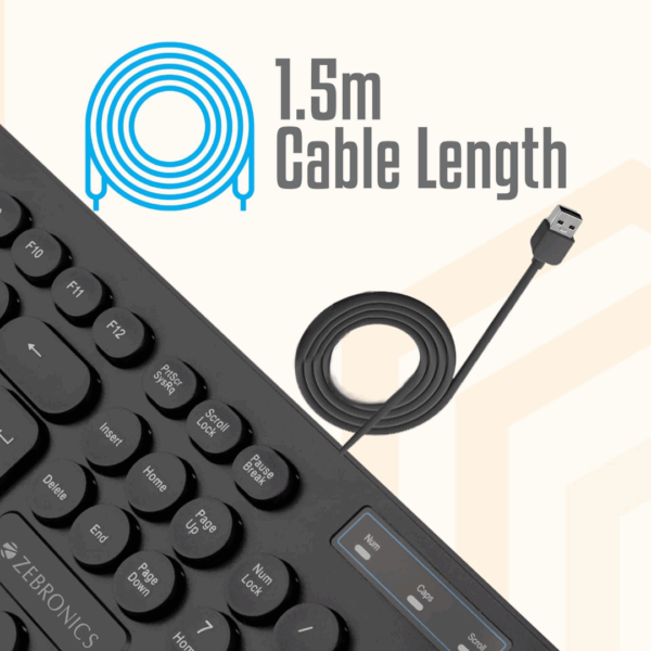 Zebronics K24 USB Keyboard – Slim, silent & durable with 8M keystrokes. - Image 3