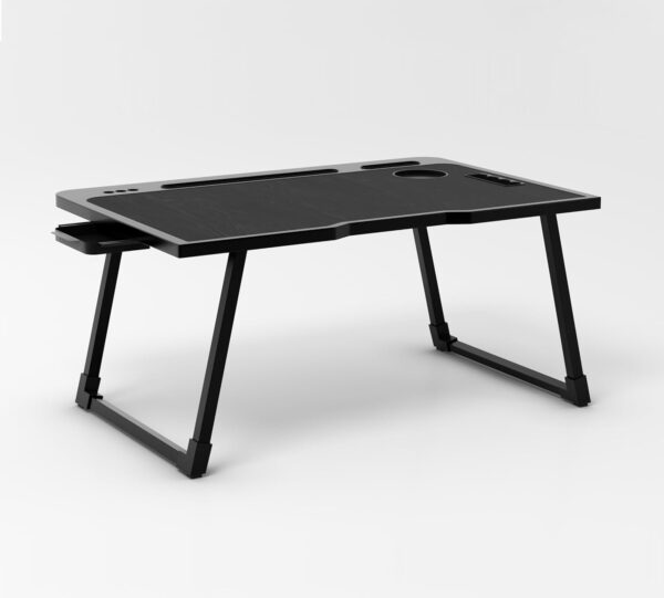Cubiker Foldable Laptop Table with Cup Holder – Black (60x40x24 cm) - Image 3