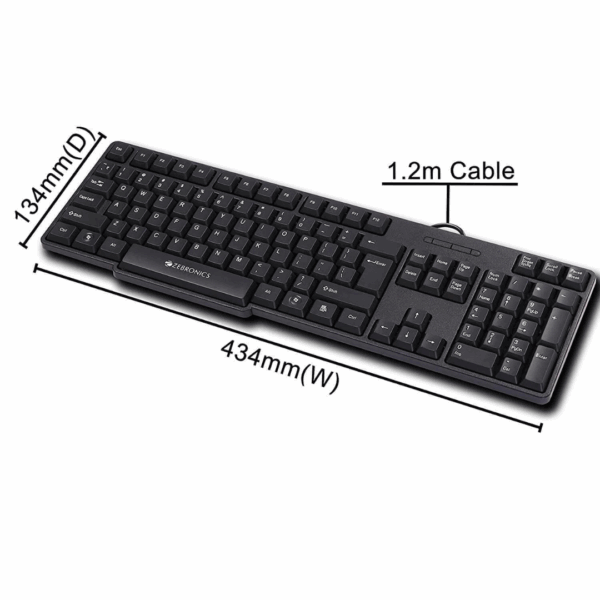 ZEBRONICS Zeb- K35 USB Wired Keyboard with Rupee Key,Spill-Proof and Slim Design (Black) - Image 4