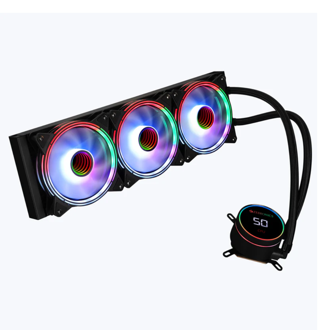 AIO360TB – 360mm AIO Liquid Cooler with Temperature Display – Black