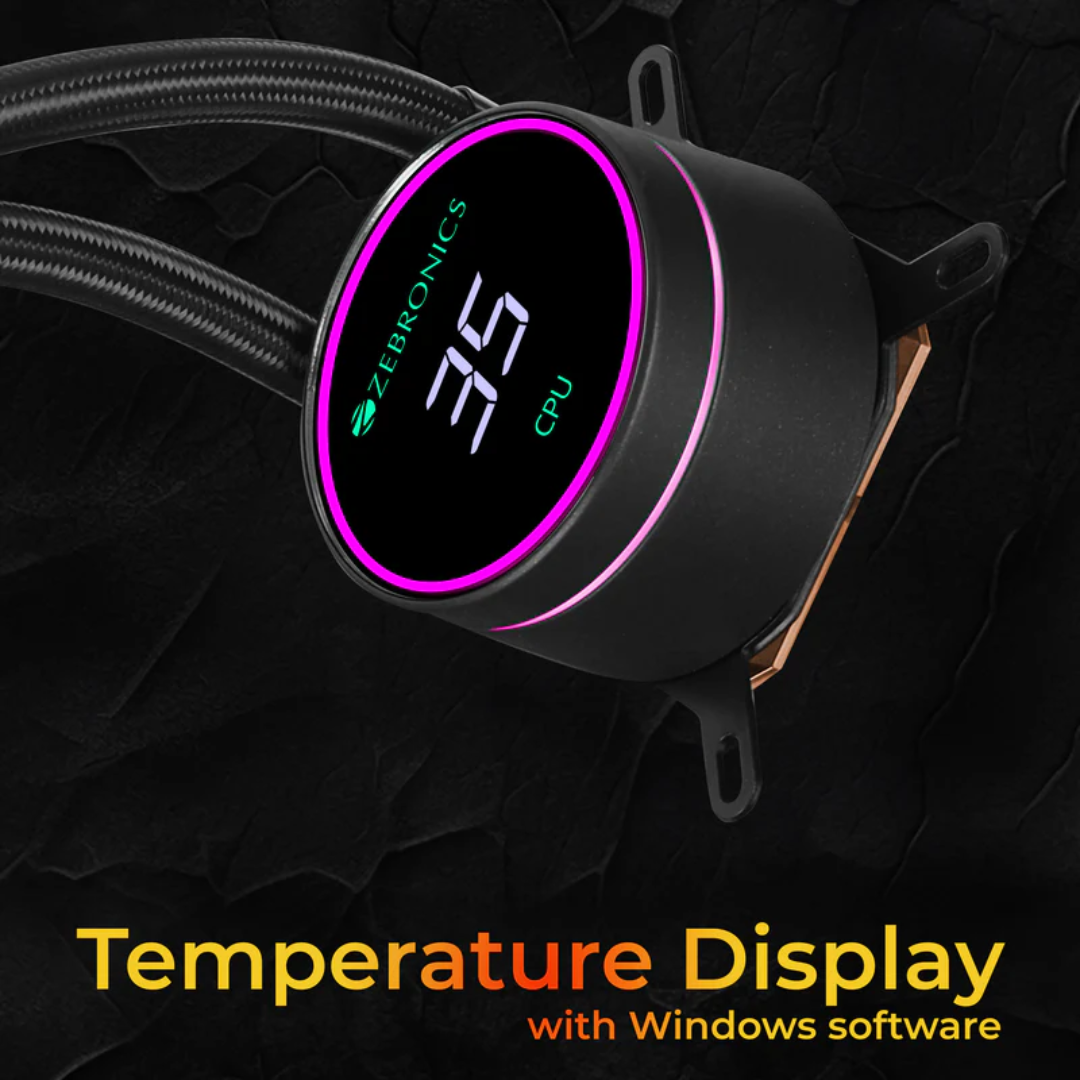 AIO360TB – 360mm AIO Liquid Cooler with Temperature Display – Black - Image 2