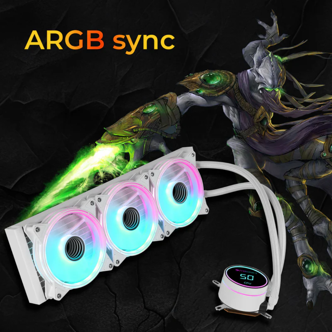 AIO360TB – 360mm AIO Liquid Cooler with Temperature Display – Black - Image 5